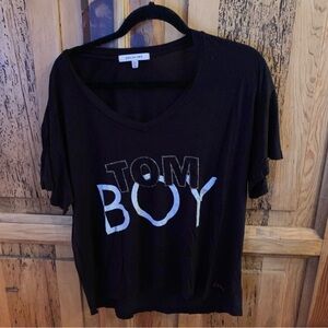 Peace Love World Black Graphic Tee with TOMBOY Print